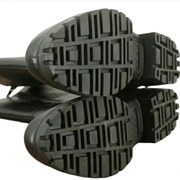 Retro 9 Biker Black Leather Moto Waterproof Lugsole Grunge Ankle Boot - Picture 6 of 9